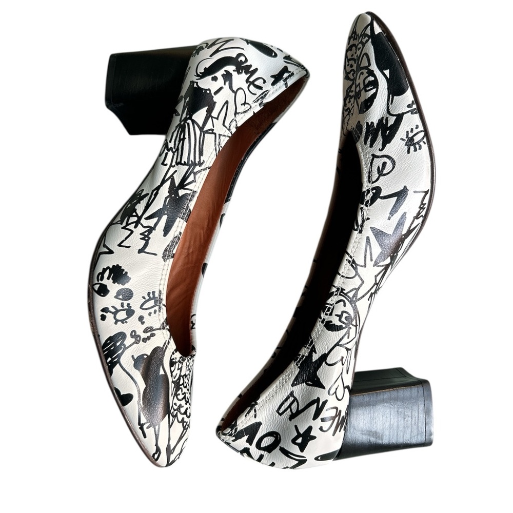 RARE LANVIN PARIS Graphic Pump Block Heel 8/8.5